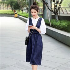 2022夏装新品时尚牛仔背带裙韩版气质版型，女装连衣裙，钱塘布衣