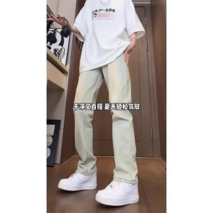 1506-1/KP0011/P34港风潮男夏季新款个性字母牛仔裤嘻哈ins潮高街图片