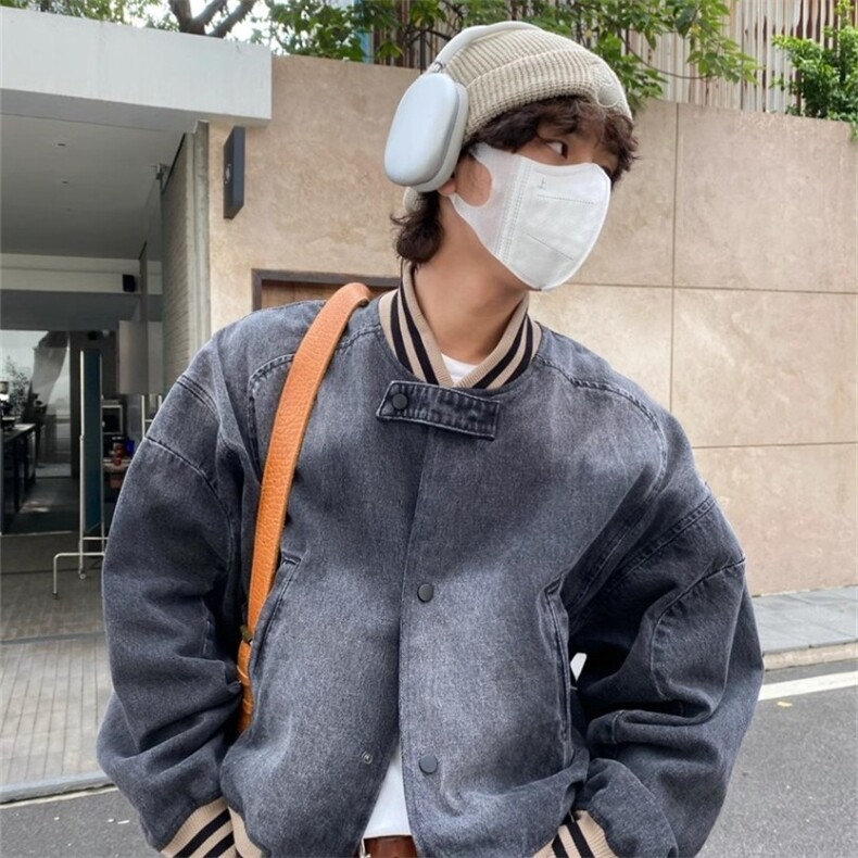 秋cleanfit美式复古宽松水洗牛仔外套短款棒球服夹克休闲百搭夹克,男装工装外套,星座1210-1