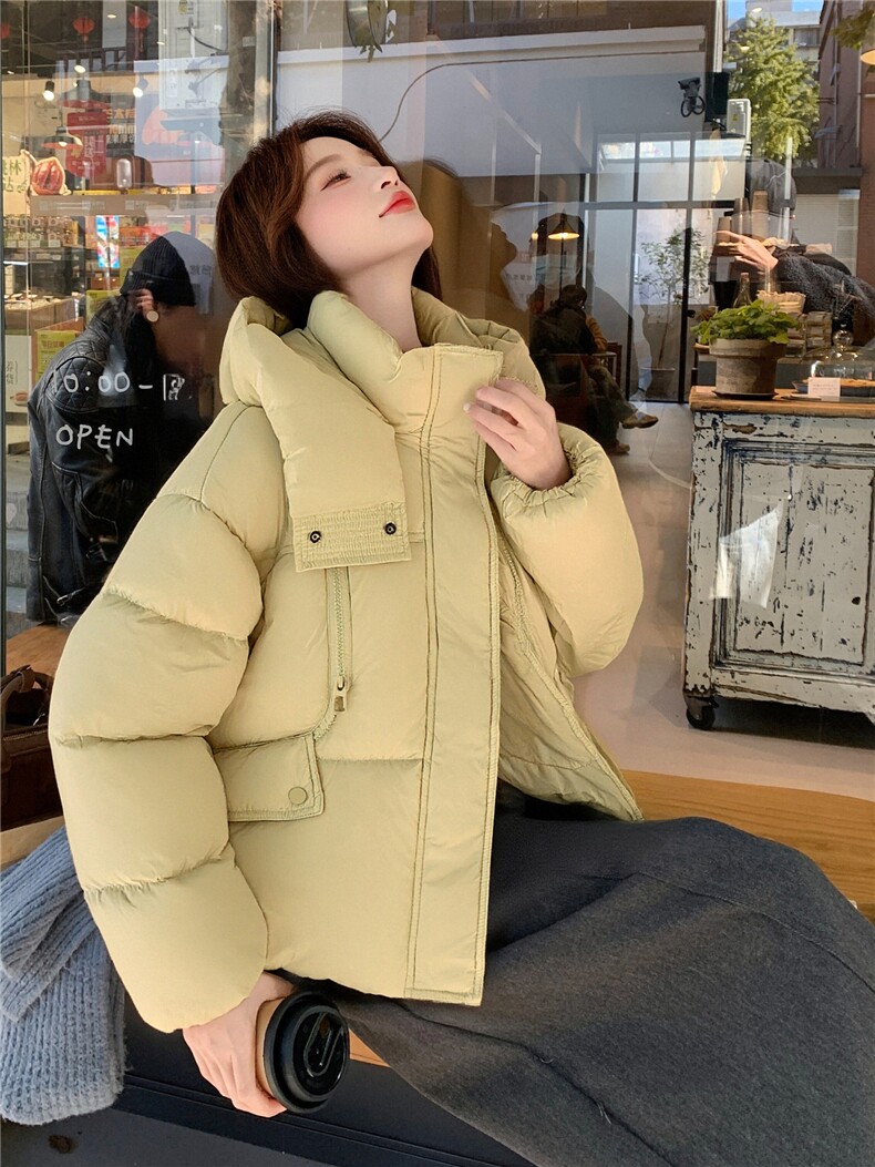 现货新款东大门加厚保暖羽绒服百搭连帽面包服女装外套女,女装羽绒服,网红馆