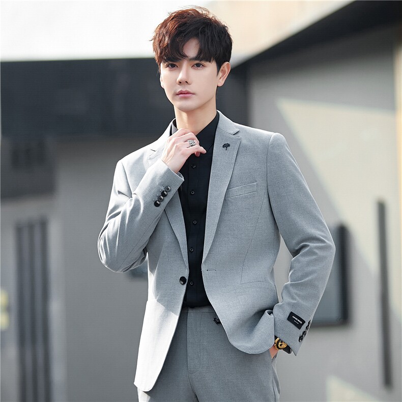 2026年春秋季款男西服套装青少年韩版简约时尚休闲两件套313-P230，男装西服套装，电商A355（原A415）