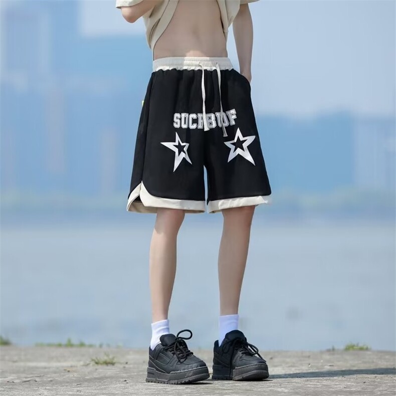 休闲短裤男士韩版潮流高街字母2024夏季新款ins五分裤K5221-P30图片