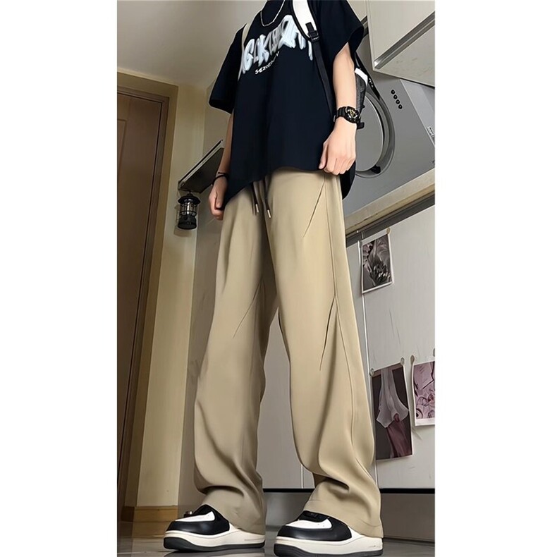 直播得物大码宽松夏季冰丝裤休闲裤西裤K46特批35,男装休闲裤,星座617B