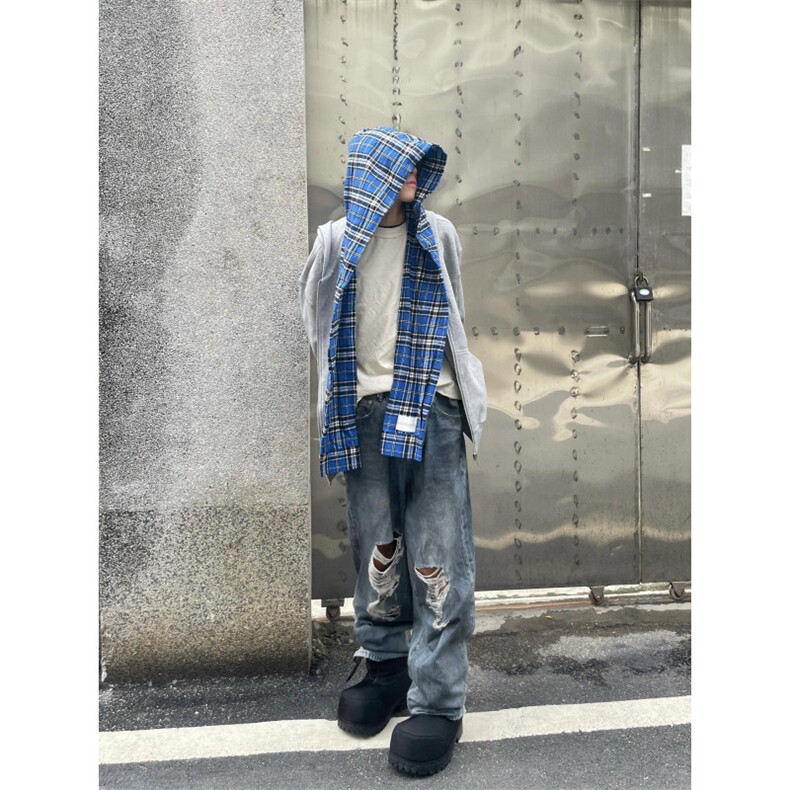 【有货】假两件格子拼接卫衣男款设计感连帽开衫外套JL97CC-特P68,男装卫衣,星座1007（原301D）