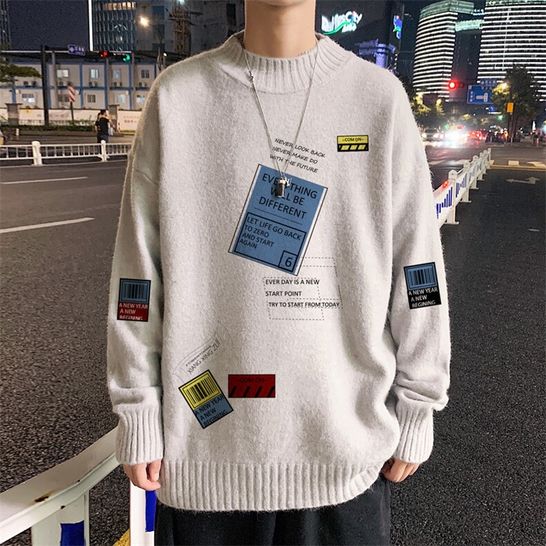 ！2023秋冬新款男士潮牌半高领毛衣百搭潮流针织衫M616P50,男装针织衫/毛衣,电商B220