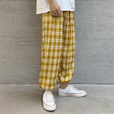 2021新上潮牌大码宽松港风流行帅气格子男士休闲裤2151-P40，男装休闲裤，电商A128