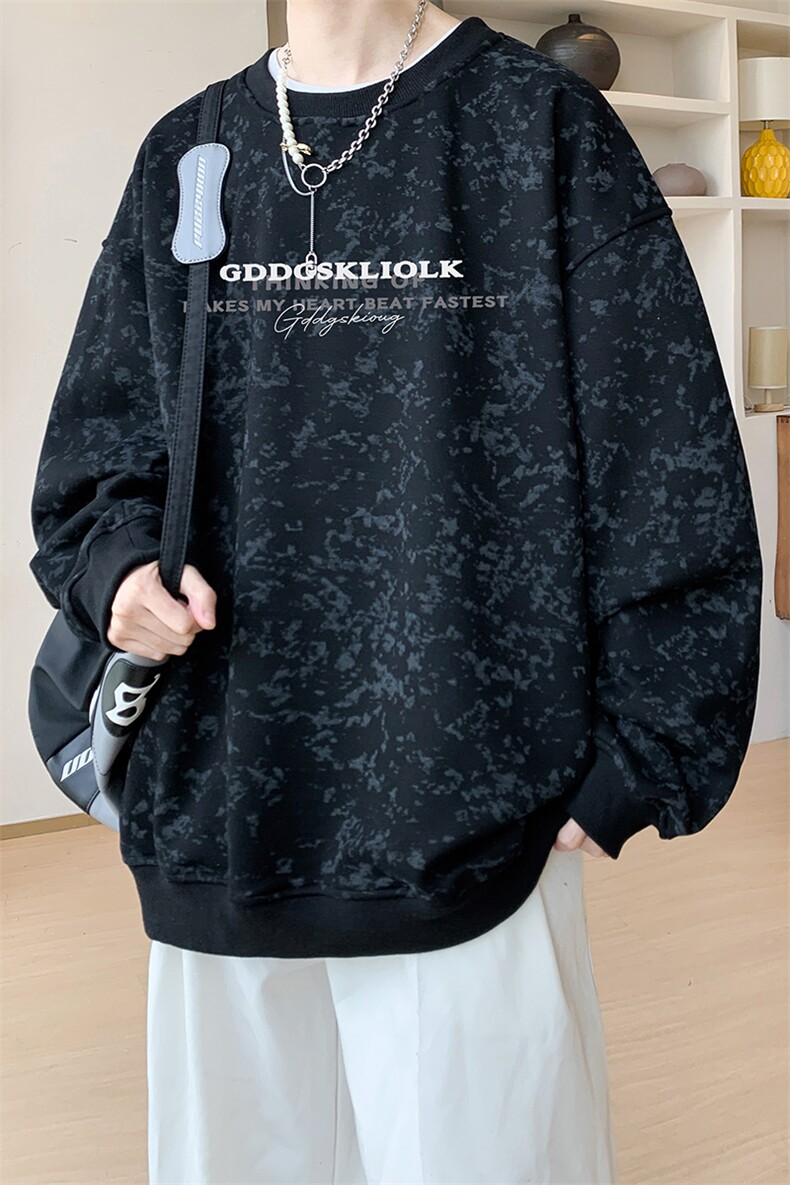 已注册/华棉内景秋冬新款小众宽松圆领卫衣男WY00721/P35加绒P45,男装卫衣,电商B316