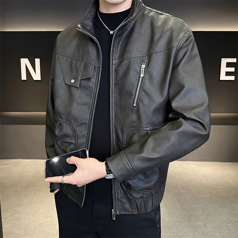 52071-M-4XL-P155店主风秋季翻领男士机车重工潮牌拉链皮衣外套男,男装皮衣,电商B255