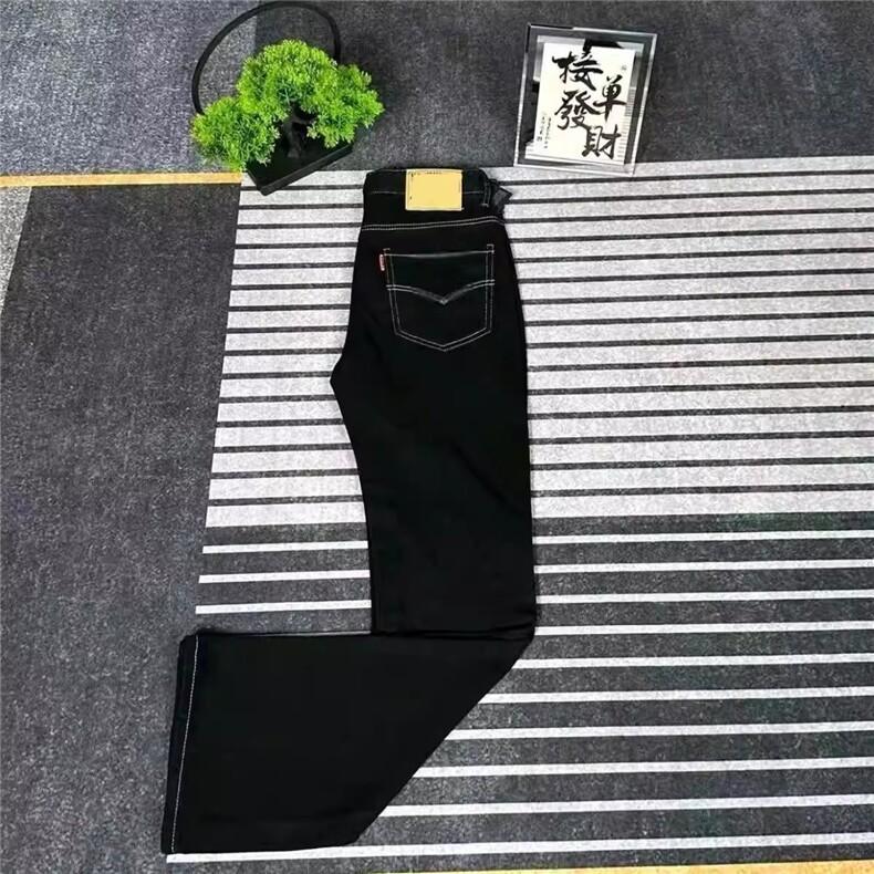1506-1/KA261/P49黑色高腰微喇牛仔裤弹力显瘦马蹄裤子男女款冬季,男装牛仔裤,星座1506-1