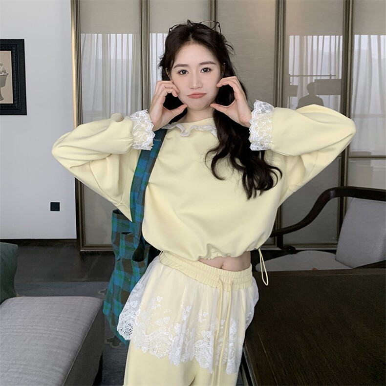 2025秋款现货蕾丝拼接运动套装2C090-1855-P165-K248,女装套装/套裙,2C090