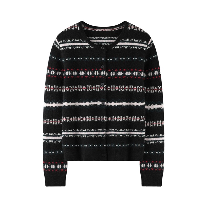 2025秋冬新款女羊绒衫100%纯山羊绒圆领加厚开衫保暖简约羊绒围巾，女装羊绒衫，绒知纯羊绒