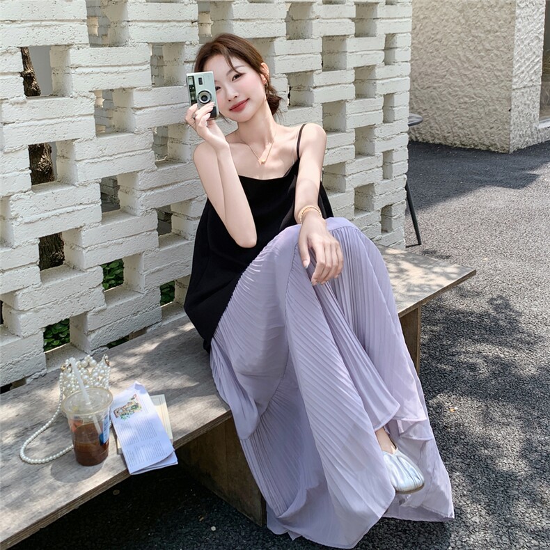 飘带吊带背心上衣+压皱半身裙两件套2C050-1268-P155-K238,女装套装/套裙,2C050