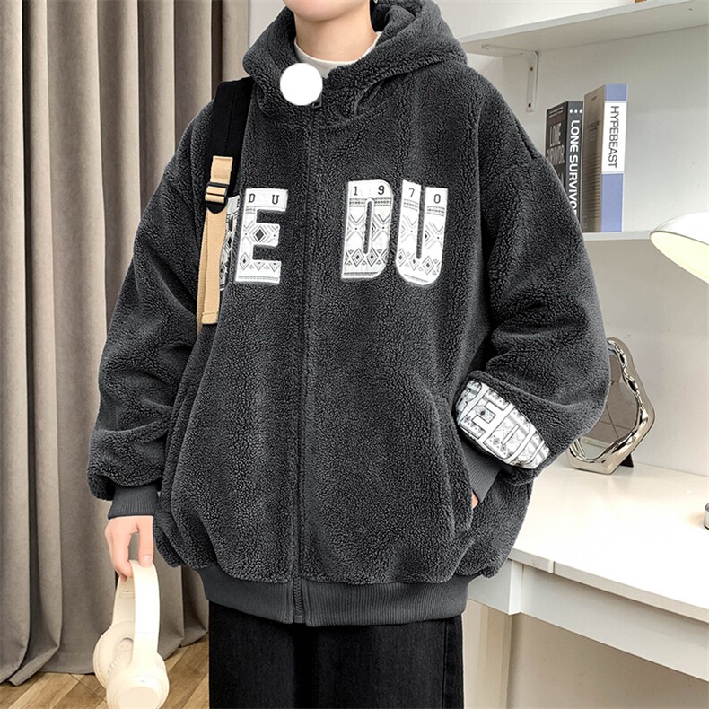 2024冬上新港风加绒百搭棉衣羊羔绒连帽外套男女 988-P110控价158图片