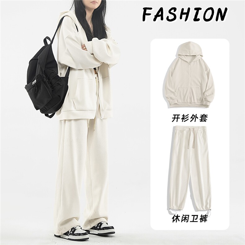 秋冬休闲两件套条绒开衫连帽卫衣休闲裤-TZ820特批117图片