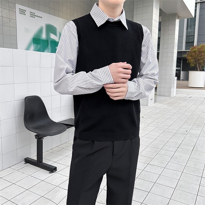 圆领纯色套头无袖毛衣男韩韩版时尚自制外搭背心马甲帅MYR05,男装背心/马甲,星座516A