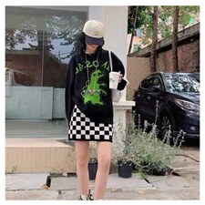 杨泡泡黑色恐龙毛衣女秋季新款宽松韩版慵懒风设计感套头针织上衣，女装针织衫/毛衣，潮品会