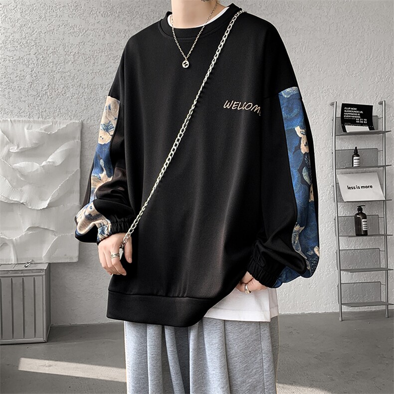 现货春季 新款拼接圆领高品质百搭卫衣 A059-WY7866-P35 控58图片