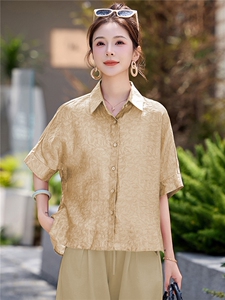 长期有货2026夏季新款提花衬衫女中老年妈妈装宽松天丝T恤上衣潮图片