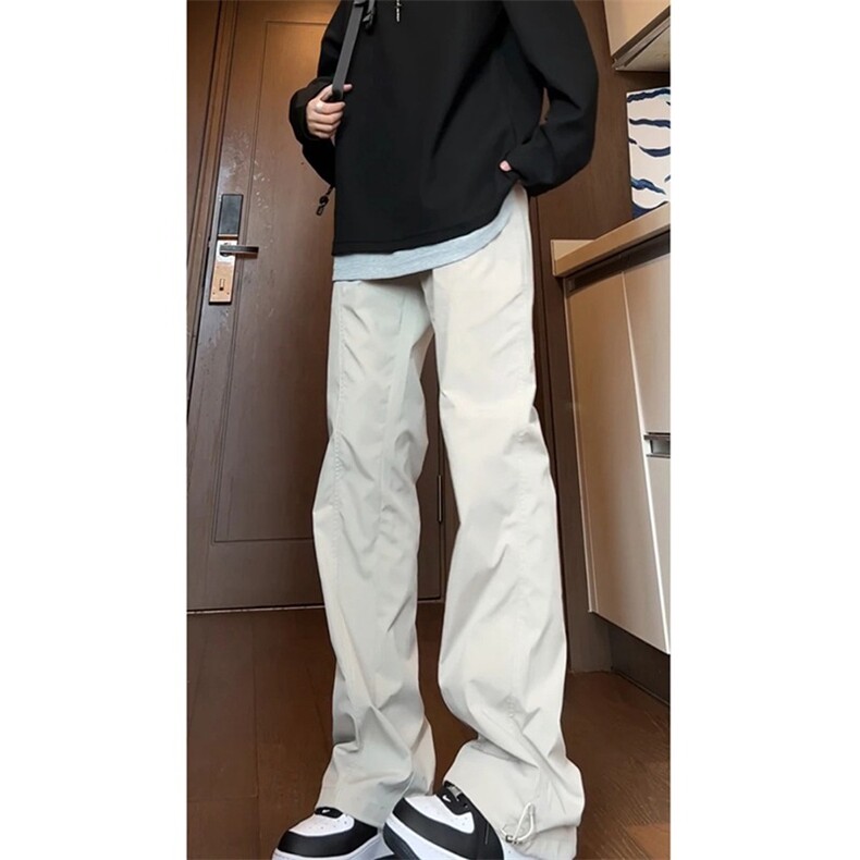 美式斜切百搭加绒休闲裤男显瘦加长直筒工装微喇长裤户外冲锋裤潮,男装休闲裤,星座506A