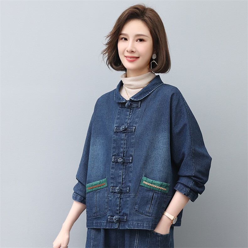 时尚宽松牛仔外套女秋冬季新款韩版显瘦长袖上衣百搭休闲夹克,女装衬衫,叶笙衣