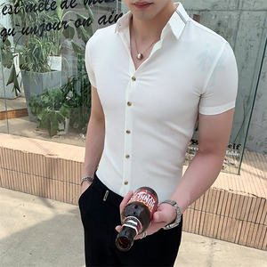 夏季新款英伦风男士修身短袖衬衫男士衬衣A313/C52/图片