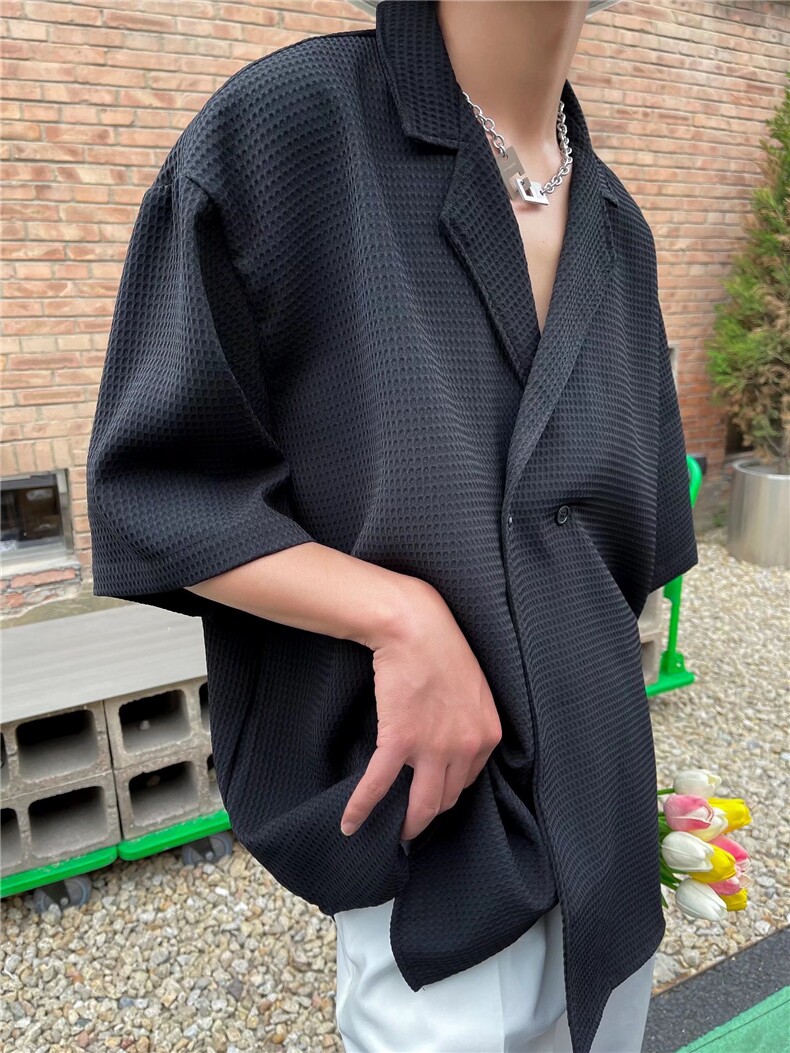 夏季短袖衬衫华夫格休闲衬衣C617P36,男装衬衫,星座1116-2