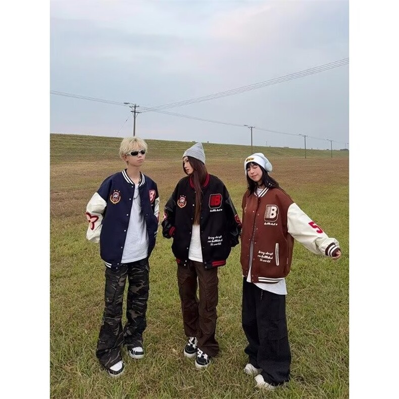 高街vibe风夹克男美式嘻哈宽松加厚刺绣棒球服秋冬ins复古外套潮,男装夹克,星座1210-1