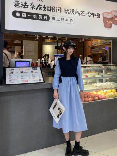 秋装新款 假两件套连衣裙，女装连衣裙，衣布社R