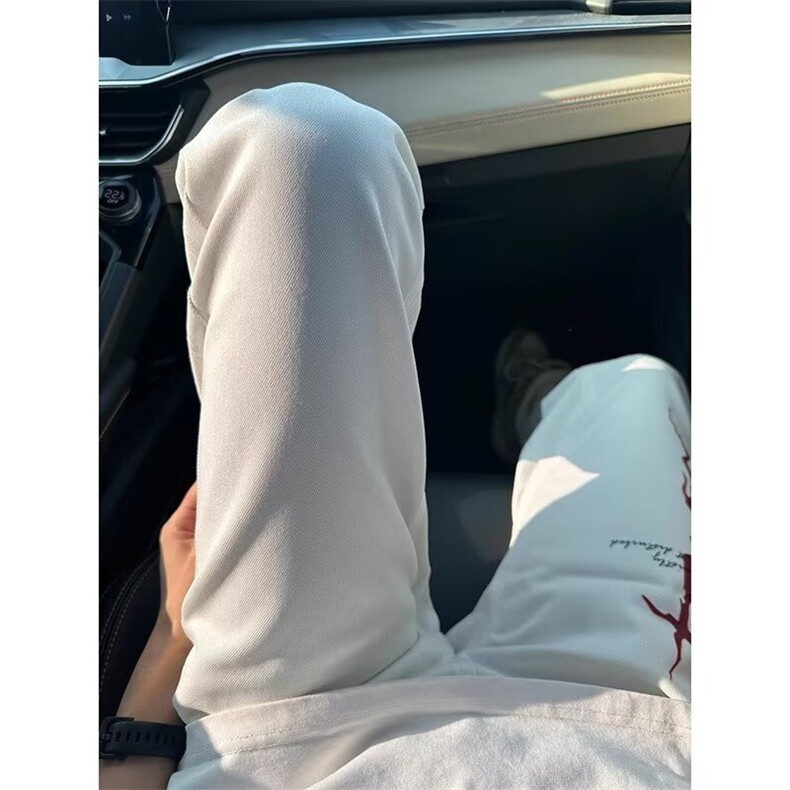 美式高街vibe裤子国潮闪电印花微喇牛仔裤男款直筒修身显瘦弯刀裤,男装休闲裤,星座1008