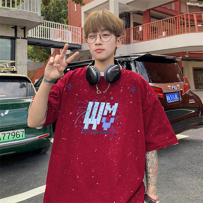 可48小时发货支持抖音得物来样二开美式满天星亮片短袖T恤MTX655,男装T恤,电商A486-1