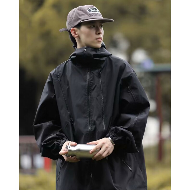 机能黑色冲锋衣男女春秋新款cityboy痞帅胖子户外登山外套-CF92,男装夹克,星座601-2