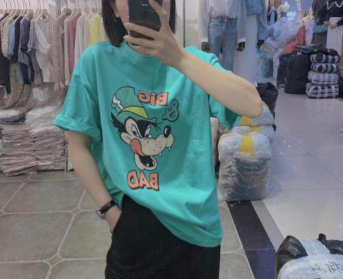 卡通图案短袖T，女装，九度良品