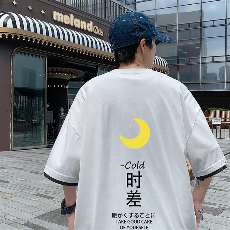 JT55047-P25假两件短袖t恤男大码胖子半袖体恤半截袖港风,男装T恤,电商A040