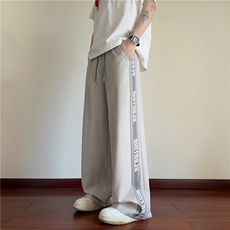 抖音品质字母印花设计垂感宽松直筒冰丝裤B315-K25468-特p35控68，男装休闲裤，电商B315