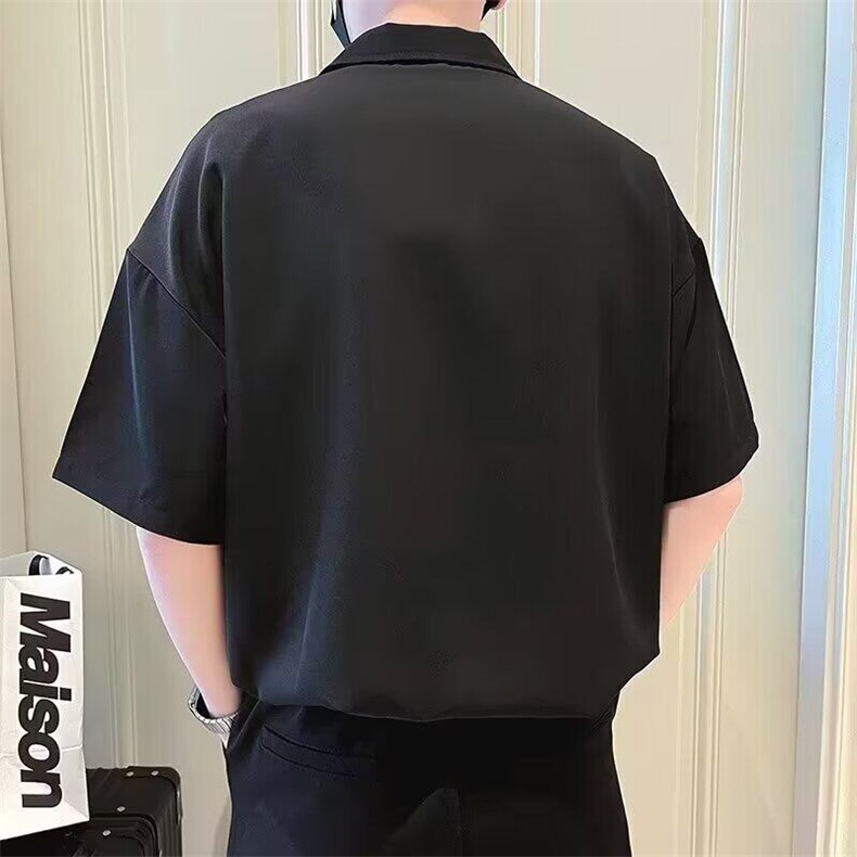 【网图现货】夏季冰丝轻熟风百搭休闲半拉链短袖衬衫男C053/P35,男装T恤,星座205-3