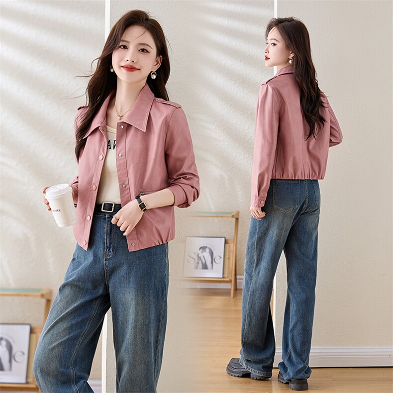 皮衣外套女短款2025年新款春秋时尚设计感洋气显瘦薄款小个子夹克，女装皮衣，臻衣坊