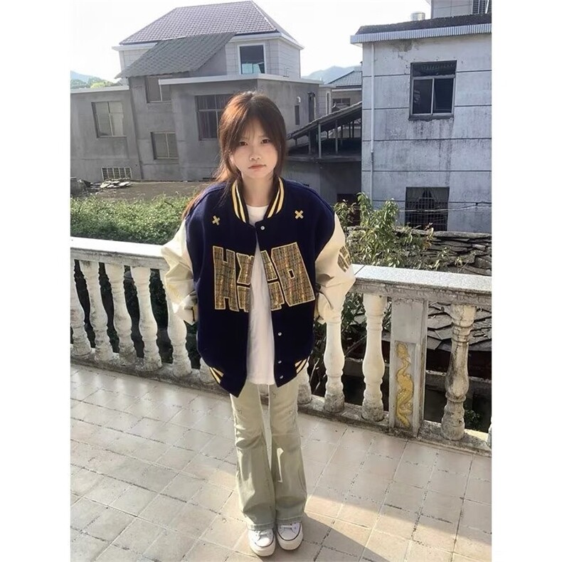 美式字母重磅刺绣棒球服夹克男女宽松加绒百搭外套潮HH8806P78,男装夹克,星座1013-5
