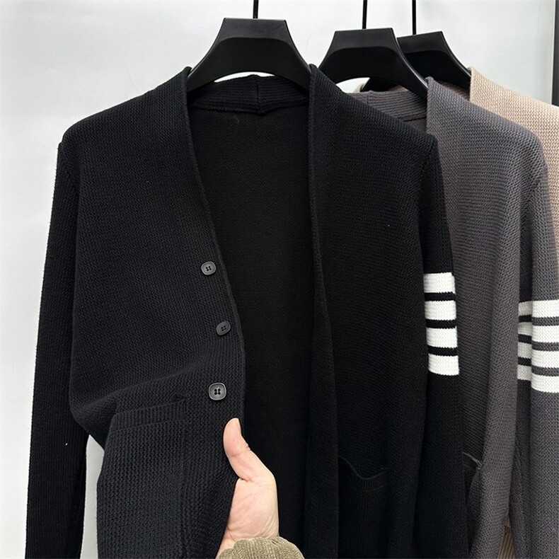 网图现货83804-P65男士毛衣开衫男V领针织衫休闲外套潮流小披肩，男装针织衫/毛衣，电商D310B