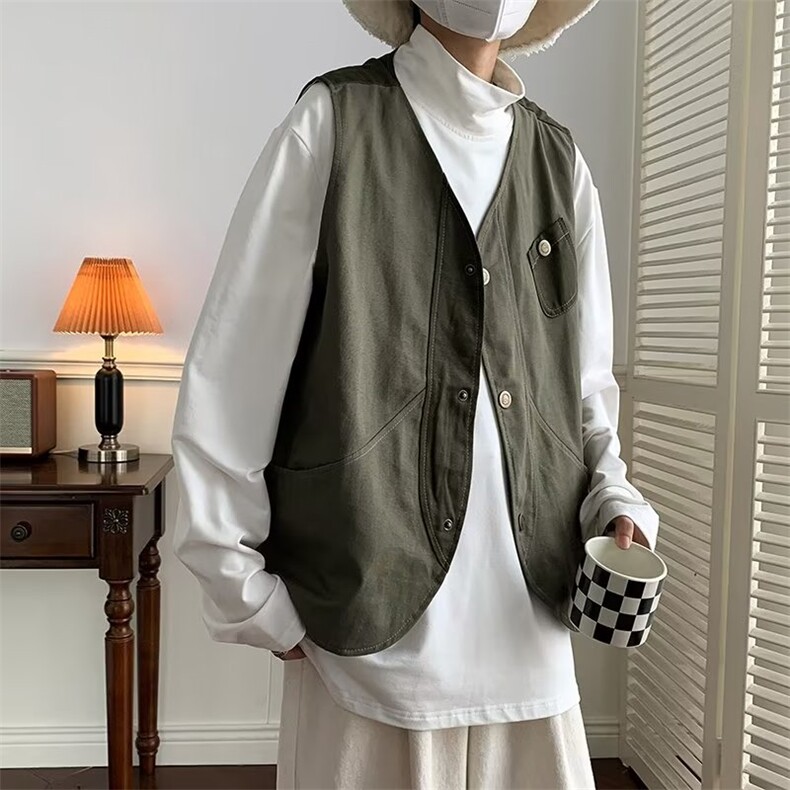 新款马甲潮男V领标准潮流ins简约纯色单排扣马甲XJ03P38,男装背心/马甲,星座1116-2