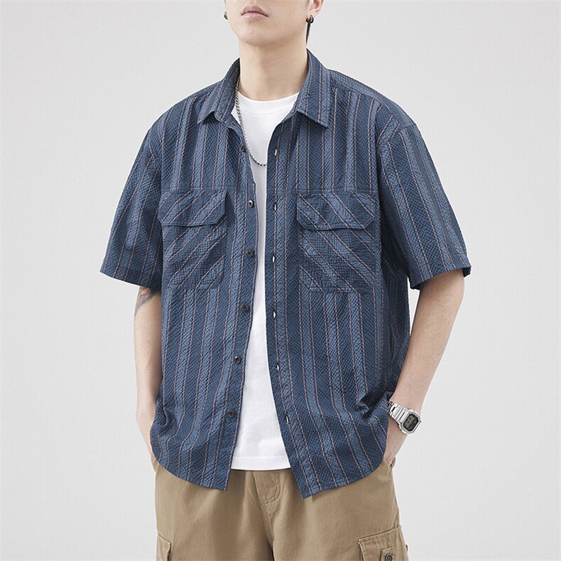 定织提花泡泡纱面料定制图案男休闲衬衫外套A329-Z236-P65,男装衬衫,电商A329