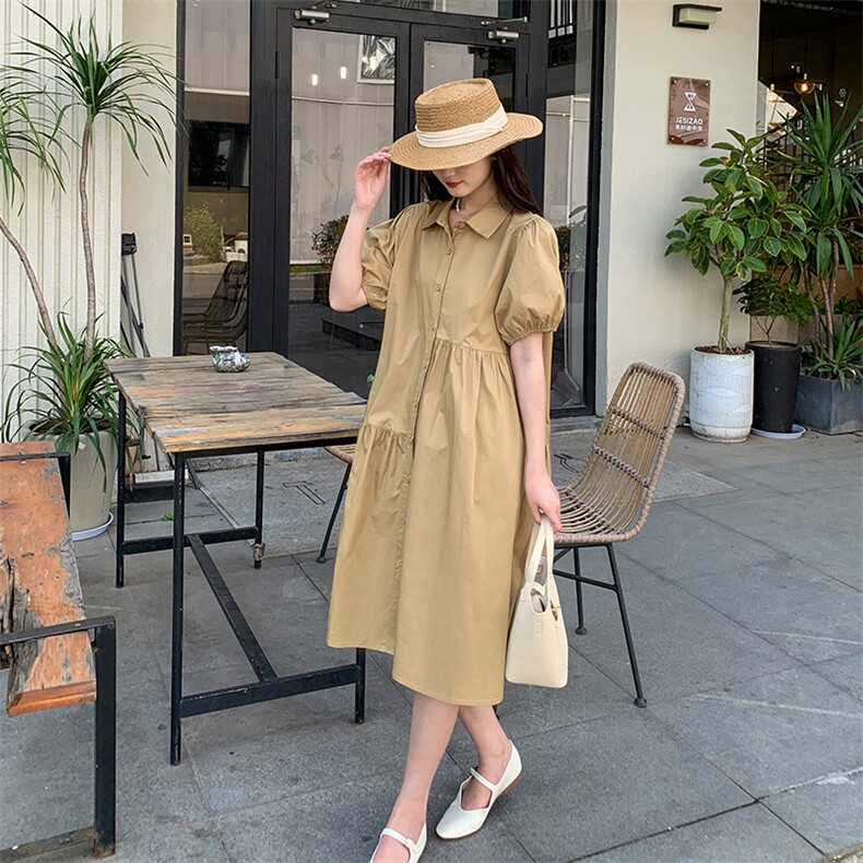 《现货新品》翻领宽松舒服衬衫连衣裙,女装连衣裙,MQ