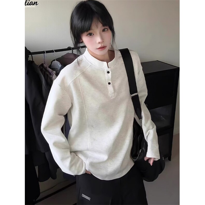 肌理感秋季男女华夫格透气亨利领户外运动休闲纯色长袖T恤WT02,男装T恤,星座1116A（原606A-3）