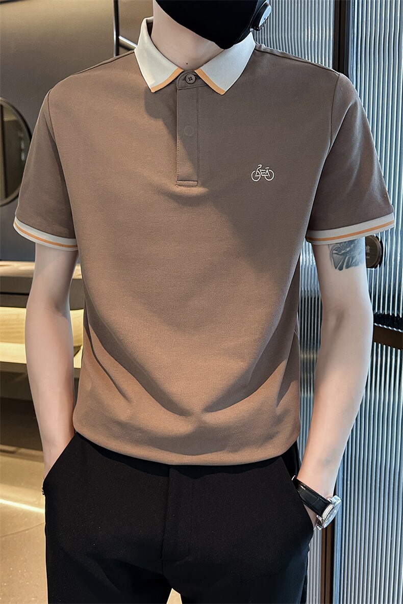 主推款短袖T恤翻领Polo衫单车刺绣轻奢高级感上衣D342-T0232-P55,男装T恤,电商D342
