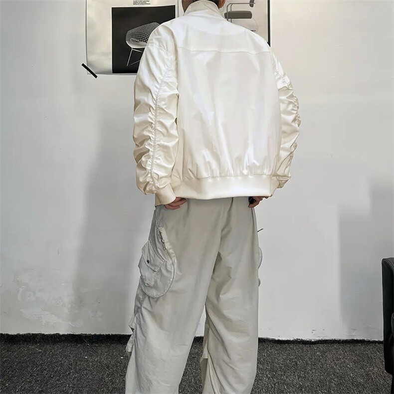 26春装新款美拉德立领飞行夹克boxy廓形休闲百搭外套上衣开衫外套,男装夹克,电商A443