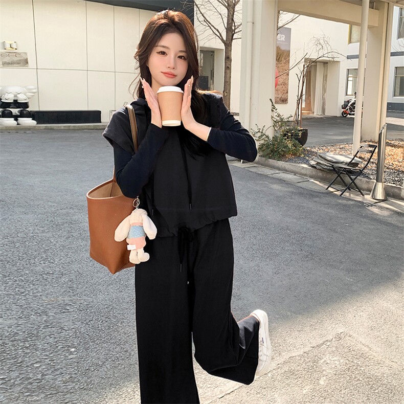 2024春季新款休闲时尚套装女时髦洋气减龄高级感卫衣三件套,女装套装/套裙,浙宝042