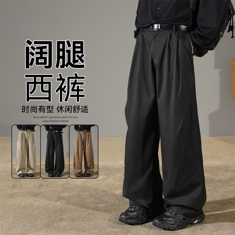 2025秋季阔腿裤男士休闲裤斜纹西裤cleanfit伞兵裤高街 AK53-P58图片
