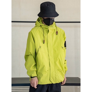 山系防水冲锋衣外套男女春秋潮牌宽松连帽工装夹克户外防风登山服图片