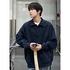 【004】日系简约POLO衫卫衣宽松翻领长袖上衣A079-WY57-P35-39，男装Polo衫，电商A079
