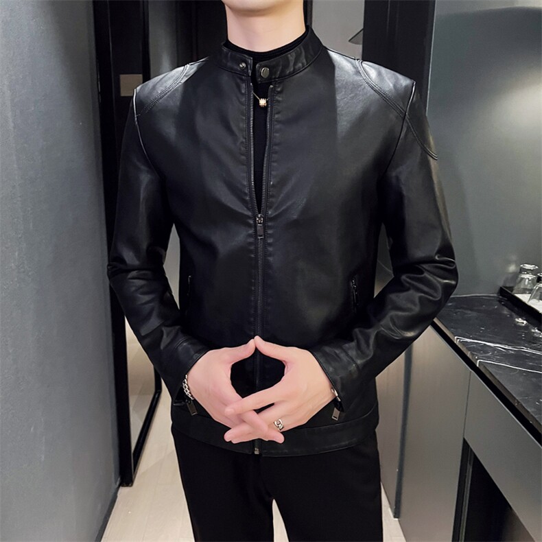 2024秋冬皮衣夹克修身立领PU皮衣外套男py5908-p88M-4XL,男装皮衣,电商D303