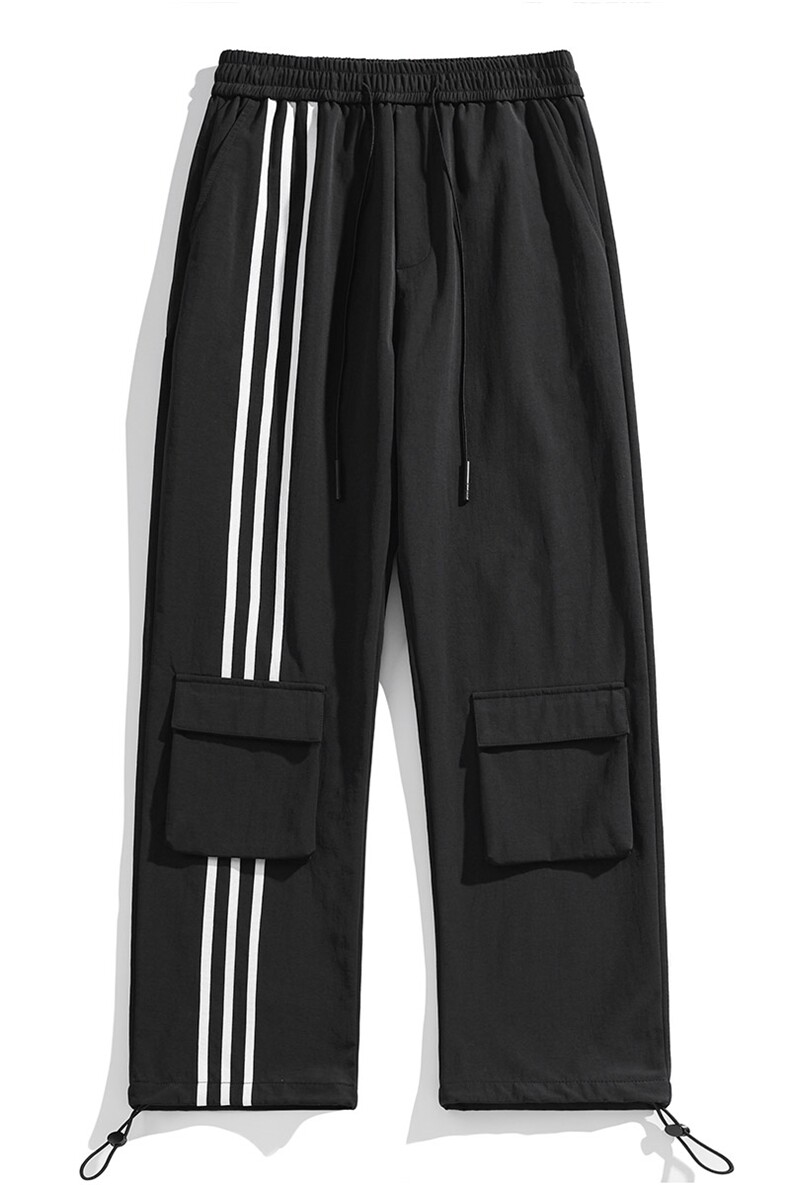 白底秋冬工装裤三条杠拖地宽松休闲伞兵裤男K23320-P50控68,男装工装外套,星座717